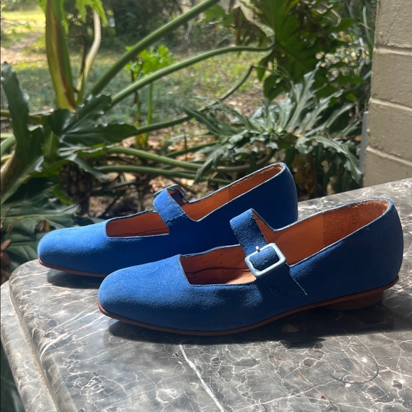 Zou Xou Shoes - Blue Suede Mary Jane Shoes